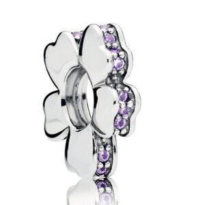 Pandora Purple CZ Wildflower Meadow Flower Spacer Rare Retired Bead Charm